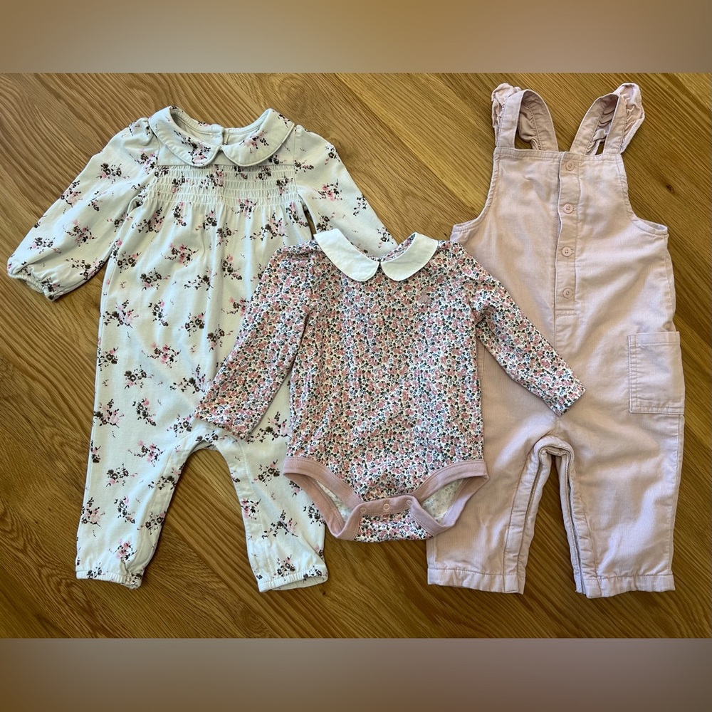 GAP BABY Gorgeous Baby Outfit Bundle of 2, Soft Pink/Floral, 6-12M